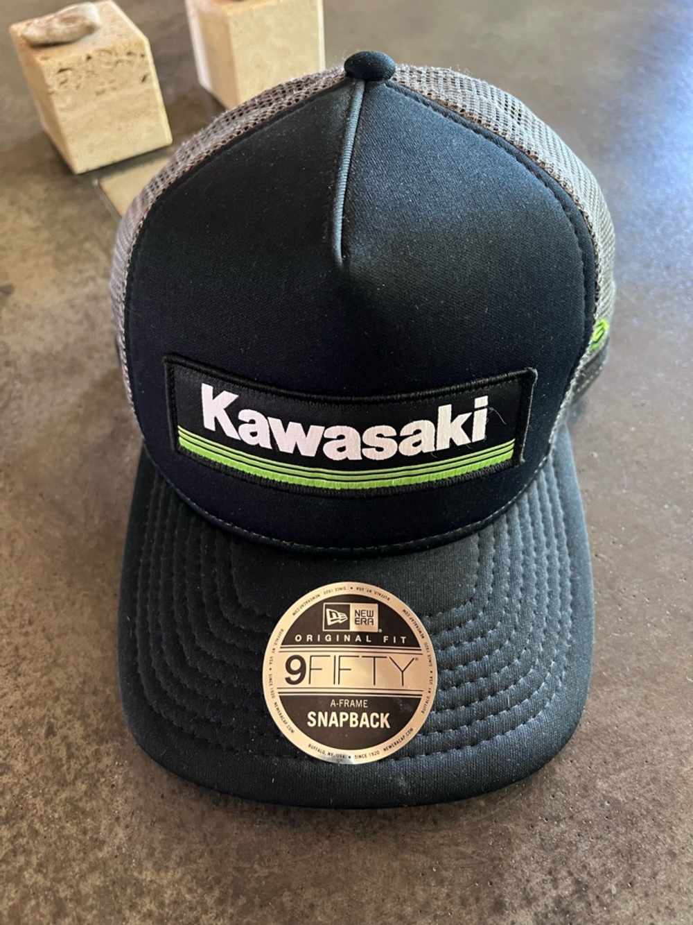 Kawasaki Trucker Snapback Hat Black/Grey/Kawi Green